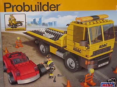 Bộ lắp ghép Mega Bloks 3254 ADAC Tow Truck màu vàng đen cho bé trai 6 tuổi, mô hình xe cứu hộ có đèn và âm thanh, rèn luyện tư duy logic.