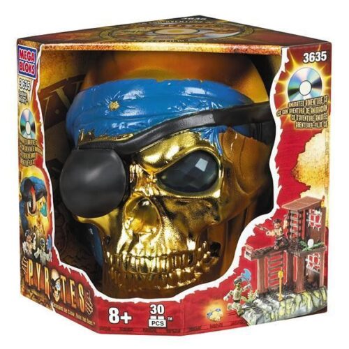 Bộ đồ chơi Đồ chơi cướp biển Mega Bloks 3635 Bí Ẩn Đồng Tiền Vàng Tây Ban Nha với hộp hình đầu lâu độc đáo, kèm CD phiêu lưu hoạt hình, phù hợp cho bé trai 8 tuổi, giá tốt.