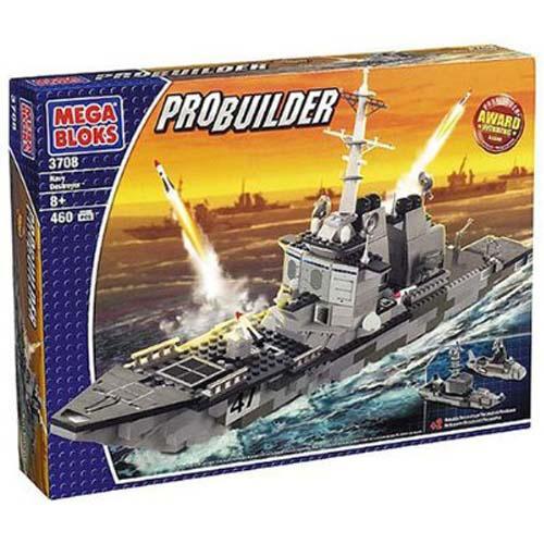 Bộ lắp ráp Tàu khu trục Hải quân Mega Bloks 3708 460 mảnh, đồ chơi mô hình tàu chiến cho bé trai 8 tuổi, giá tốt