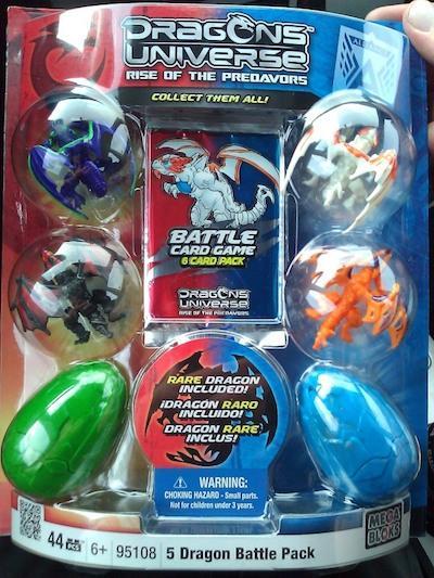 Bộ đồ chơi Mega Bloks 95108 5 Dragon Battle Pack với 5 rồng chiến đấu và thẻ bài, món quà giá tốt cho bé trai 6 tuổi phát triển tư duy sáng tạo.