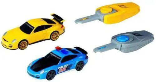 Bộ đồ chơi Mega Bloks 95749 bao gồm xe Porsche 911 Turbo màu vàng và xe cảnh sát màu xanh dương, 32 mảnh, phù hợp cho bé trai 8 tuổi