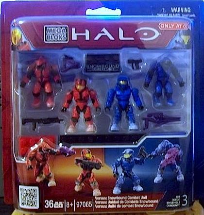 Bộ đồ chơi Mega Bloks 97065 Đơn vị Chiến đấu Snowbound Halo với 6 minifigures đỏ và xanh dương, phù hợp cho bé trai 8 tuổi trở lên, giá tốt.