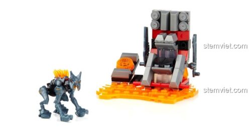 Mô hình lắp ráp Mega Bloks 97170 Trạm Giao Tiếp Tiền Phong và sinh vật Forerunner Crawler, đồ chơi Halo Wars chất lượng cao, phù hợp bé trai 8 tuổi
