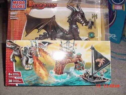 Bộ lắp ghép Cuộc tấn công biển của Pháp sư Mega Bloks 9807 với Rồng và Tàu chiến, đồ chơi lắp ráp cho bé trai 8 tuổi, giá tốt.