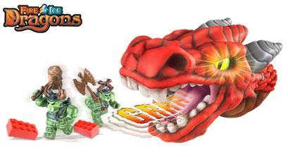 Bộ đồ chơi Rồng Lửa Firedrake Mega Bloks 9853 với mắt phát sáng, kèm 2 lính chiến, đồ chơi lắp ghép chất lượng cao cho bé trai.