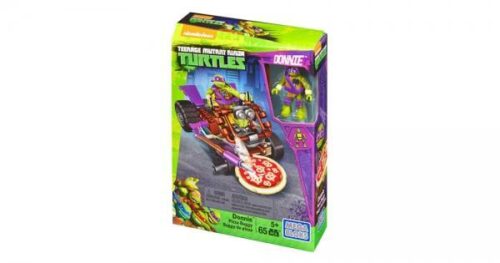 Bộ lắp ghép Mega Bloks DMX37 Xe Buggy Pizza Rùa Ninja Donnie, đồ chơi lắp ráp cho bé trai 5 tuổi, có minifigure Donnie và tính năng phóng đĩa pizza, giá tốt.