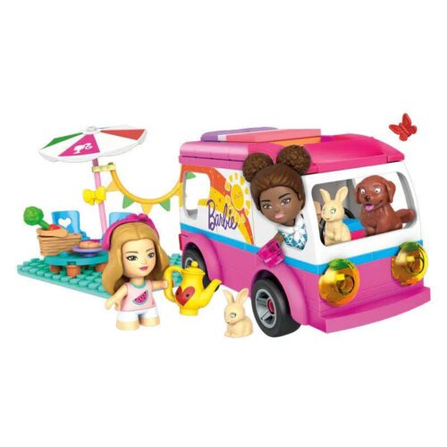 Bộ đồ chơi Barbie Dream Camper GWR35 Mega Bloks mô hình xe cắm trại cho bé gái 5 tuổi với 123 chi tiết, có nhiều phụ kiện đi kèm