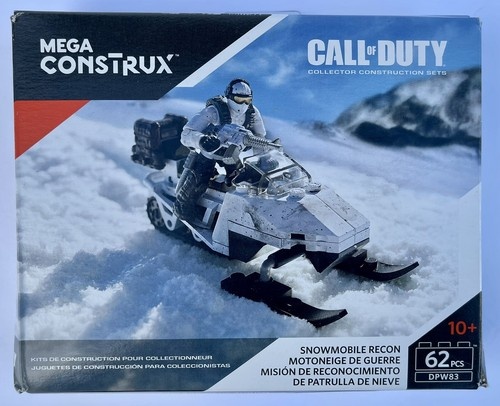 Hộp trước bộ lắp ráp Xe trượt tuyết trinh sát Mega Construx DPW83 chủ đề Call of Duty cho bé trai 10 tuổi.