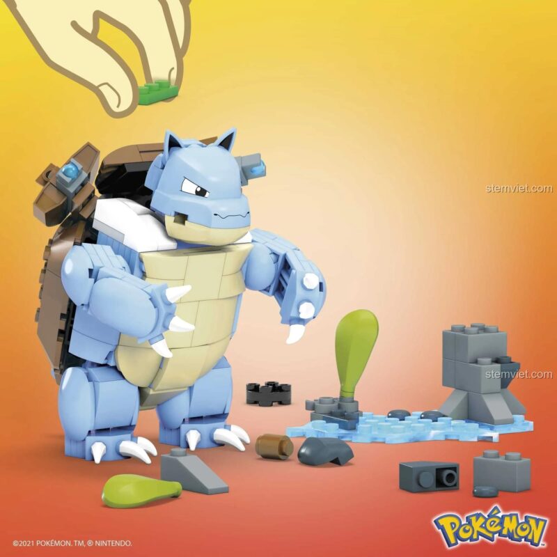 Trải nghiệm lắp ráp bộ đồ chơi Pokémon Blastoise Mega Construx FPM99, món quà sáng tạo cho bé trai.