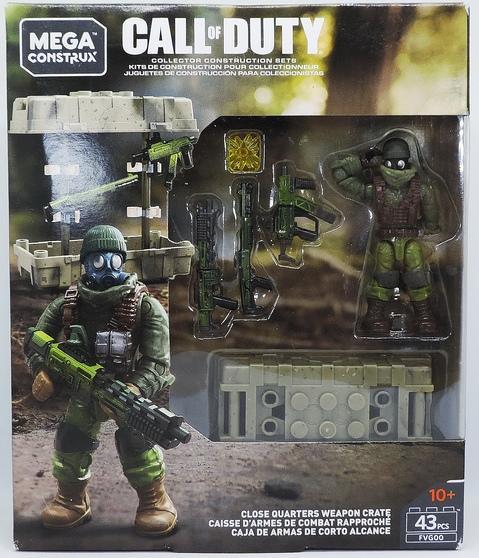 Bộ đồ chơi Hòm vũ khí cận chiến Mega Construx FVG00 chủ đề game Call of Duty, bao gồm 1 lính đặc nhiệm và nhiều vũ khí, phù hợp cho bé trai 10 tuổi.