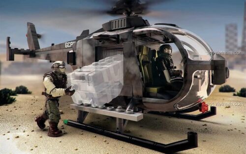 Cận cảnh đồ chơi mô hình Trực thăng quân sự Call of Duty Mega Construx GCP11 đang thực hiện nhiệm vụ, chất lượng cao giá tốt.