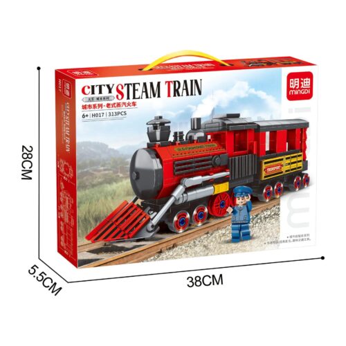 Bộ đồ chơi tàu hơi nước cổ điển Mindi H017 313 chi tiết cho bé trai 6 tuổi