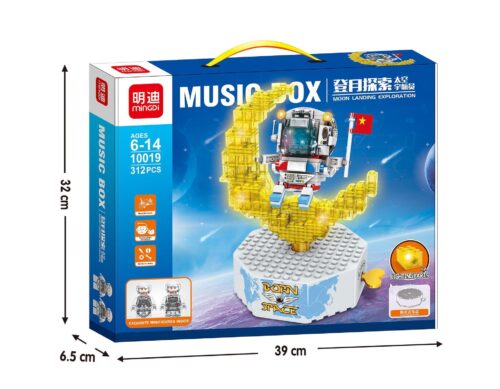 Bộ đồ chơi lắp ráp MingDi 10019 Hộp nhạc phi hành gia khám phá Mặt Trăng có đèn LED và âm thanh, phù hợp cho bé trai 6-14 tuổi, giá tốt.
