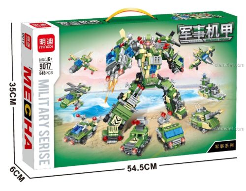 Hộp đồ chơi mô hình Mecha Chiến Đấu Mingdi 9017. Kích thước hộp 54.5x35x6cm, gồm 648 chi tiết.
