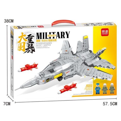 Bộ lắp ghép Máy bay chiến đấu Falcon K0157 Mingdi 645 mảnh cho bé trai 6 tuổi, giá tốt, có hộp sản phẩm và kích thước rõ ràng.