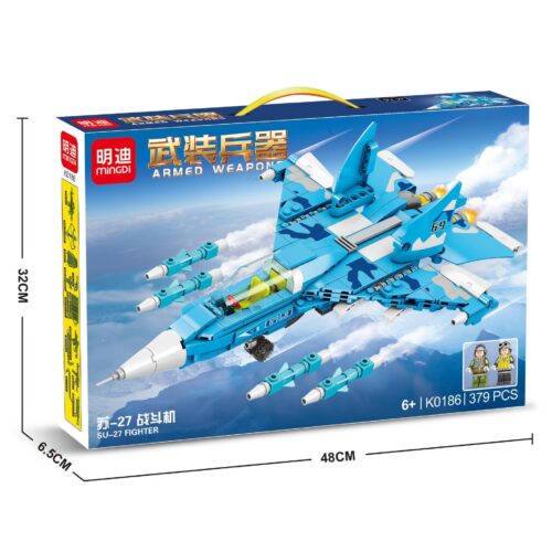 MINGDI K0186 Su-27 Fighter bộ đồ chơi máy bay chiến đấu màu xanh dương