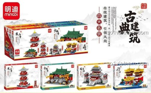 Hộp bộ lắp ghép MingDi K0295 Kiến trúc cổ điển Trung Hoa, bộ xếp hình 769 mảnh cho bé trai bé gái 6 tuổi