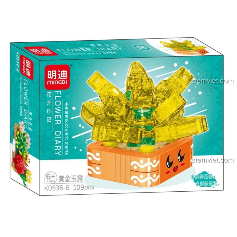 Mô hình cây ngọc vàng Mingdi K0536-6, thuộc bộ đồ chơi xây dựng cây mọng nước K0536, giúp bé gái phát triển cảm nhận thẩm mỹ.