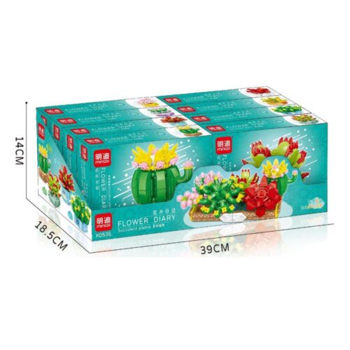 Hộp bộ lắp ráp cây mọng nước Mingdi K0536 với kích thước 39x14x18.5cm, phù hợp cho bé gái 6 tuổi, giá tốt.
