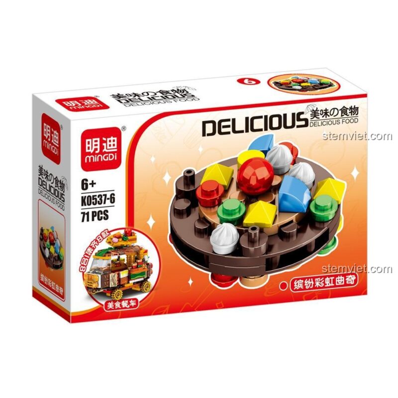 Mô hình bánh quy cầu vồng từ Leibao 0537 món ăn lắp ráp, K 0537 bộ sưu tập đồ ăn, rèn luyện sự tập trung chi tiết.