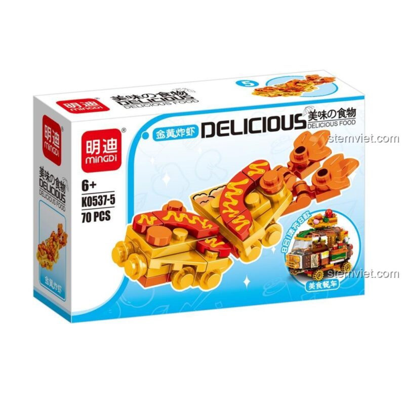 Mô hình tôm chiên giòn từ đồ chơi xây dựng thức ăn mô hình, Mingdi K0537 đồ ăn ngon miệng cho bé 6 tuổi, chất lượng tốt, đáng tiền.