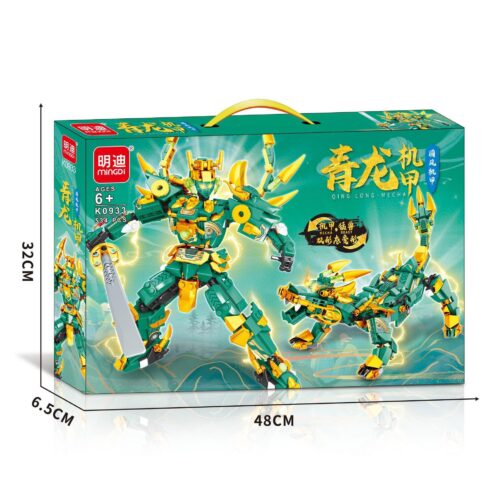 Hộp sản phẩm bộ lắp ráp Mecha Thanh Long MINGDI K0933. Đồ chơi mô hình robot biến hình 2 trong 1 cho bé trai 6 tuổi, giá rẻ.