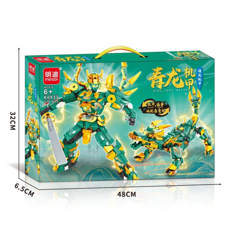 Hộp sản phẩm bộ lắp ráp Mecha Thanh Long MINGDI K0933. Đồ chơi mô hình robot biến hình 2 trong 1 cho bé trai 6 tuổi, giá rẻ.