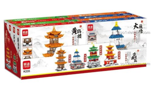 hộp bộ xếp hình MingDi K235, đồ chơi xây dựng Kiến trúc Trung Hoa, mô hình trưng bày cho bé 6 tuổi, giá rẻ