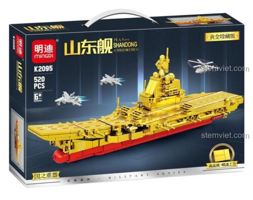 Hộp bộ lắp ghép Mingdi K2095 Tàu sân bay Sơn Đông, đồ chơi mô hình Hàng không mẫu hạm Sơn Đông Leibao, 520 mảnh, quà tặng cho bé trai 6 tuổi.