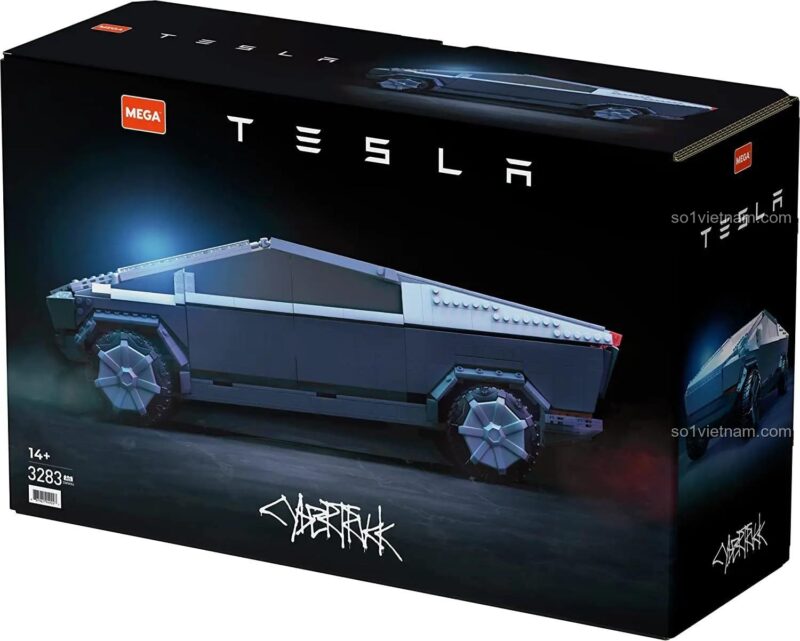 Mô hình Tesla Cybertruck Mega Bloks GWW84 nhìn từ bên cạnh