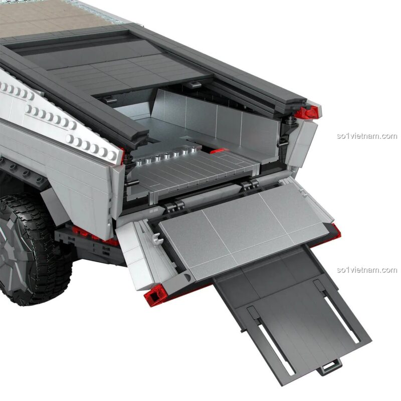 Mô hình Tesla Cybertruck Mega Bloks GWW84 được chiếu sáng bởi đèn LED tạo hiệu ứng ấn tượng