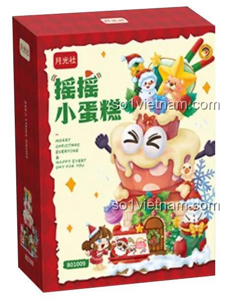 Hộp bộ đồ chơi Bánh Sinh Nhật Giáng Sinh Xoay 月光社 801009, mô hình bánh kem Giáng Sinh, đồ chơi giáo dục cho bé 6 tuổi