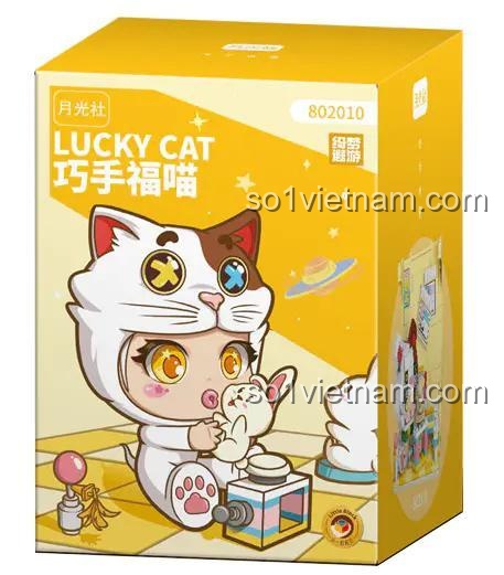 Hộp bộ lắp ghép Mèo Lucky Cat 802010, Mèo may mắn, Mèo dễ thương, Mèo hoạt hình, Mèo 3D, Mèo 3D Lucky Cat, Mèo 3D 巧手福喵, Mèo 3D 巧手福喵 Lucky Cat, 6 tuổi, Con gái, giá tốt