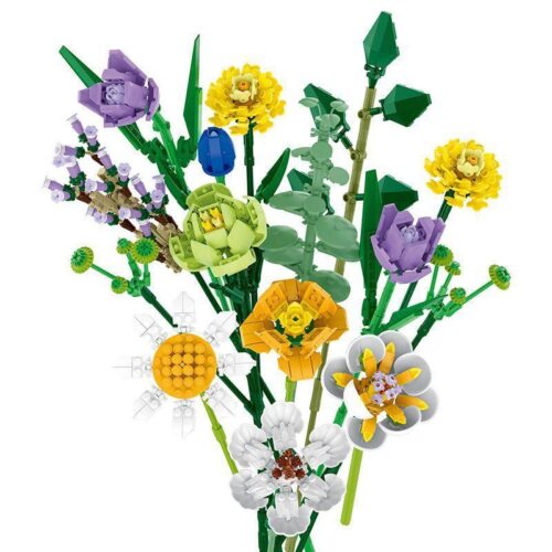 Hộp bộ xếp hình Hoa trang trí MORKMODEL 034005, đồ chơi mô hình Bó hoa gạch, set đồ chơi Hoa xây dựng cho bé trai và bé gái, giá tiết kiệm.