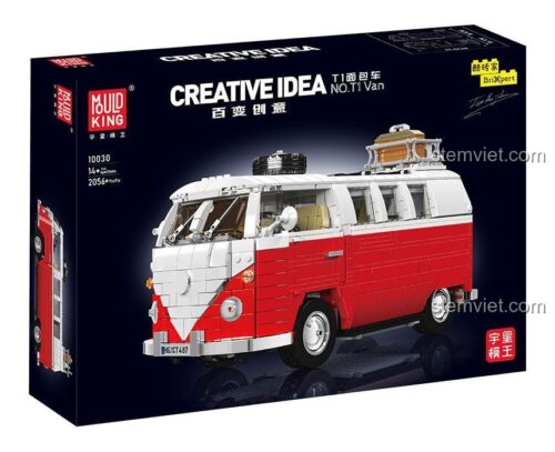 Hộp bộ lắp ghép Mould King 10030 Xe Van T1, đồ chơi mô hình xe cắm trại T1 cho người lớn, phát triển tư duy sáng tạo