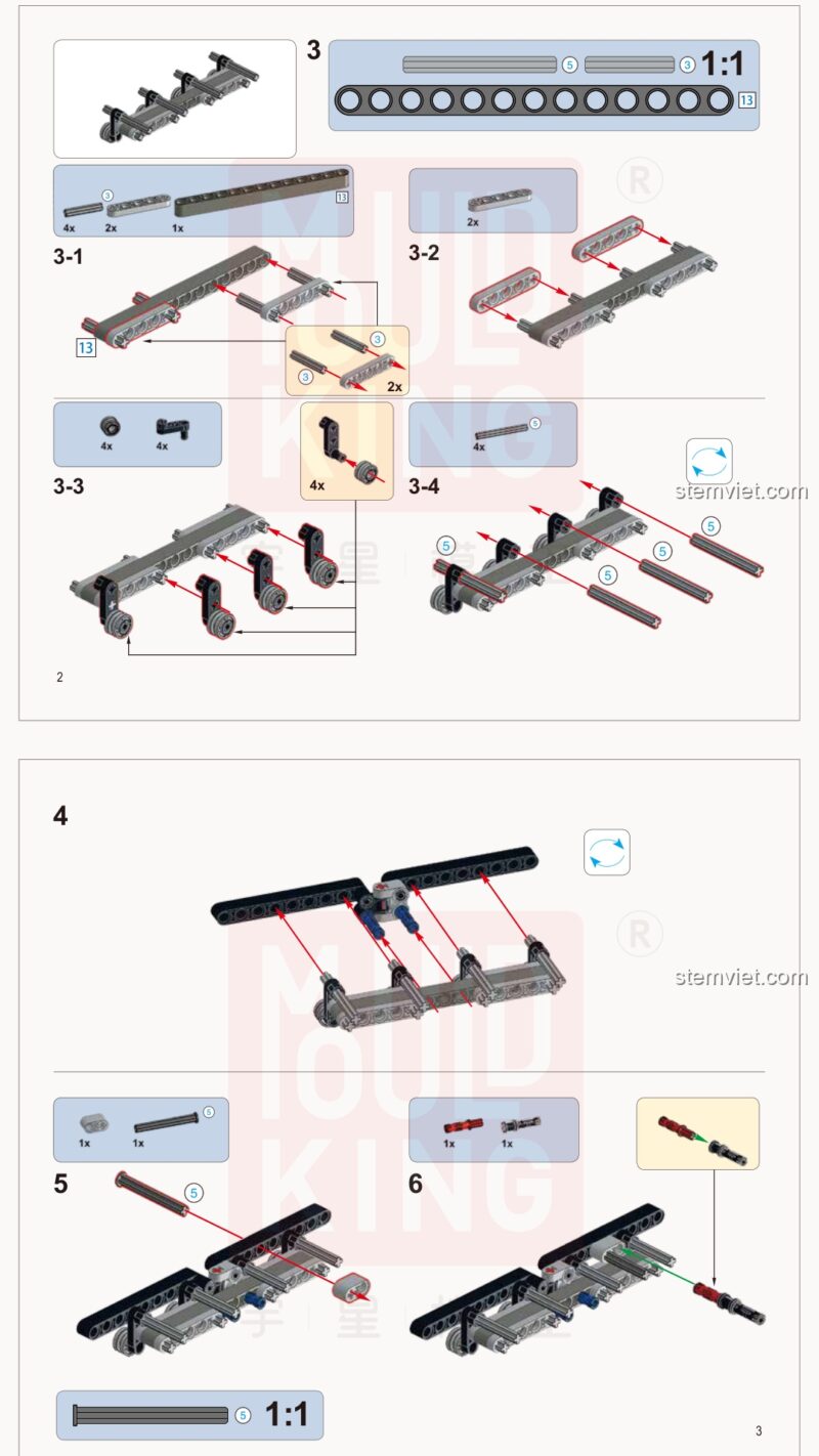 Sách lắp ghép Mould King 13034 Máy xúc lật Technic PDF gốc chất lượng cao