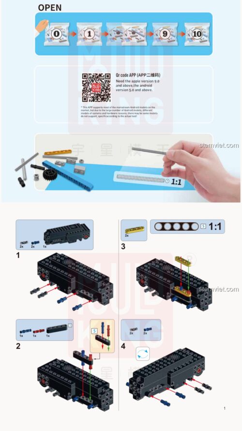 Sách Hướng Dẫn Lắp Ráp Mould King 13035 Xe Tải Tự Đổ Bánh Xích - Hướng dẫn lắp ghép Mould King 13035 Xe Xúc Lật Bánh Xích