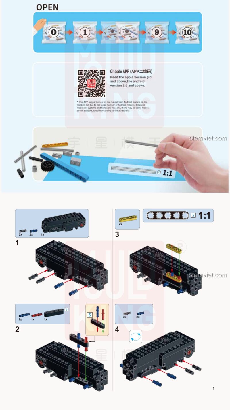 Sách Hướng Dẫn Lắp Ráp Mould King 13035 Xe Tải Tự Đổ Bánh Xích - Hướng dẫn lắp ghép Mould King 13035 Xe Xúc Lật Bánh Xích