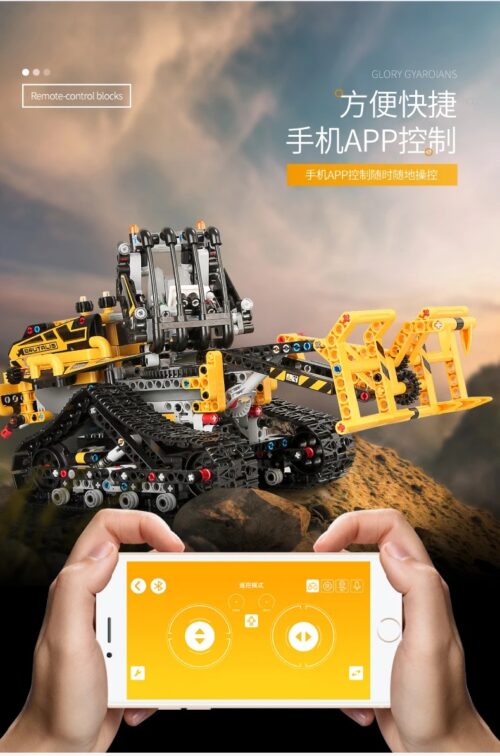 bộ lắp ghép Xe Xúc Lật Bánh Xích Mould King 13035 điều khiển từ xa qua app điện thoại cho bé trai 10 tuổi