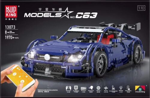 Hộp bộ lắp ráp Mould King 13073 Mercedes-Benz AMG C63 DTM màu xanh dương, có điều khiển từ xa và đèn LED, dành cho bé trai 8 tuổi trở lên, giá tốt.