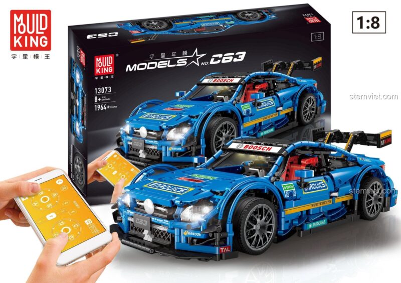 Hộp đồ chơi mô hình Mercedes-Benz AMG C63 DTM Mould King 13073, tỉ lệ 1:8, có điều khiển từ xa, phù hợp bé trai đam mê tốc độ.