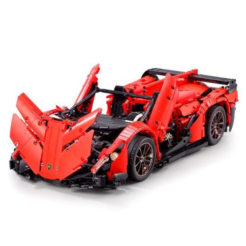 Bộ lắp ráp Mould King 13079 Siêu xe Lamborghini Veneno Roadster màu đỏ với cửa cắt kéo đang mở, đồ chơi cho bé trai 8 tuổi.