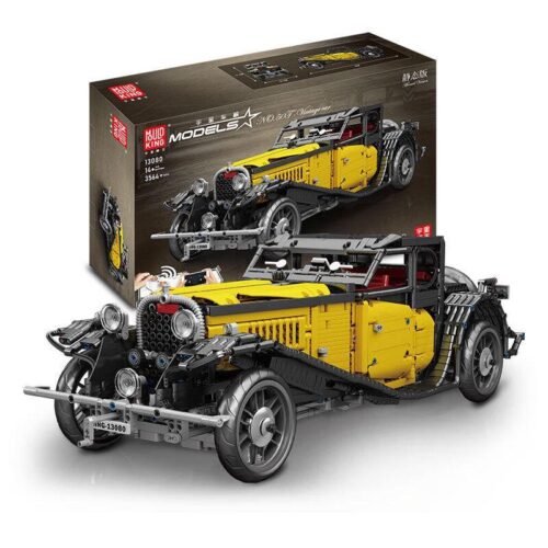 Mould King 13080 Bugatti 50T bộ lắp ghép xe cổ điển màu vàng đen, tỉ lệ 1:8, 3564 chi tiết, phù hợp cho bé trai 14 tuổi