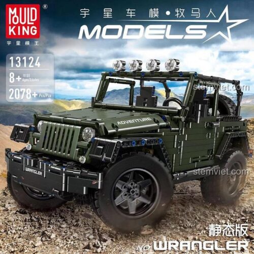 Hộp sản phẩm bộ lắp ráp Xe Jeep Wrangler Rubicon Mould King 13124 với 2078 chi tiết, giá rẻ.