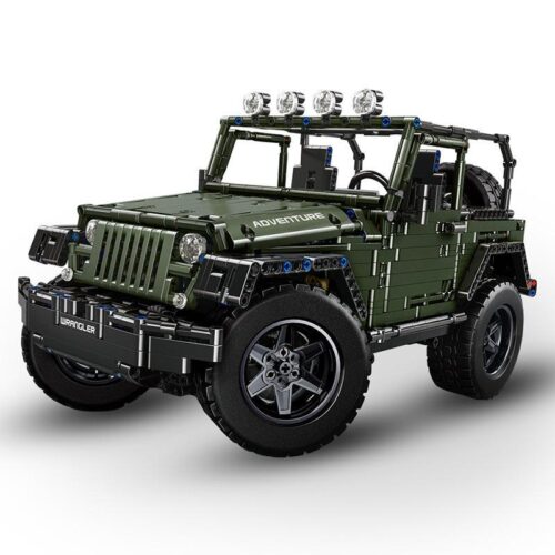 Mô hình Xe Jeep Wrangler Rubicon Mould King 13124 màu xanh quân đội, đồ chơi mô hình cho con trai 8 tuổi.