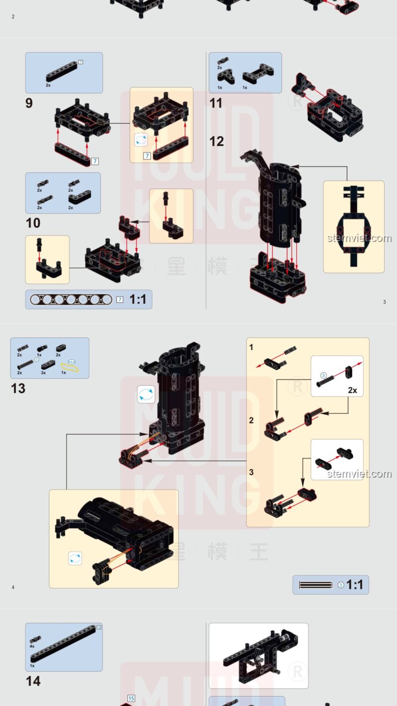 Súng đồ chơi Mac-10 Mould King 14012 sách lắp ghép Mould King 14012 Súng tiểu liên đồ chơi