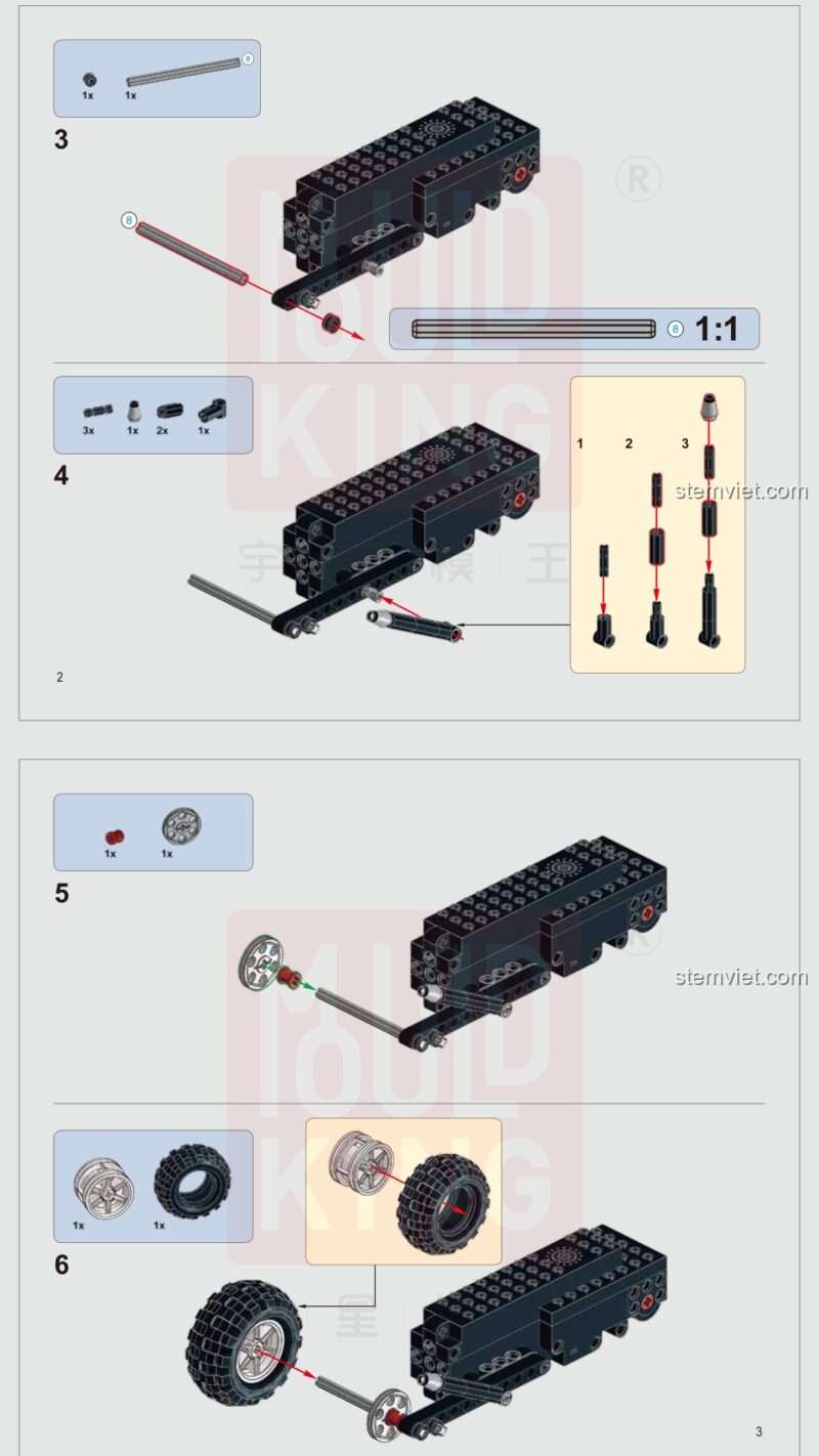 Xe Ba Bánh Địa Hình Mould King 15022 sách lắp ghép Mould King 022 Xe Ba Bánh Địa Hình