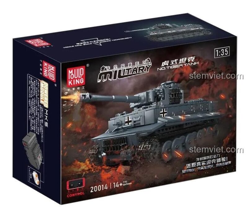 Mô hình lắp ráp xe tăng Tiger I điều khiển từ xa Mould King 20014, một bộ lắp ráp Xe tăng Tiger I giá rẻ dành cho con trai 14 tuổi.