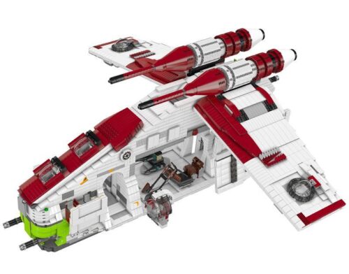 Mô hình lắp ráp Tàu Chiến Pháo Đài Cộng Hòa Mould King 21066, đồ chơi mô hình Republic Gunship Star Wars với nội thất chi tiết cho con trai 14 tuổi.
