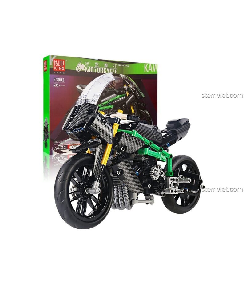 Hộp sản phẩm bộ lắp ráp Mould King 23002 Mô tô Kawasaki H2R, đồ chơi mô hình xe đua cho bé trai